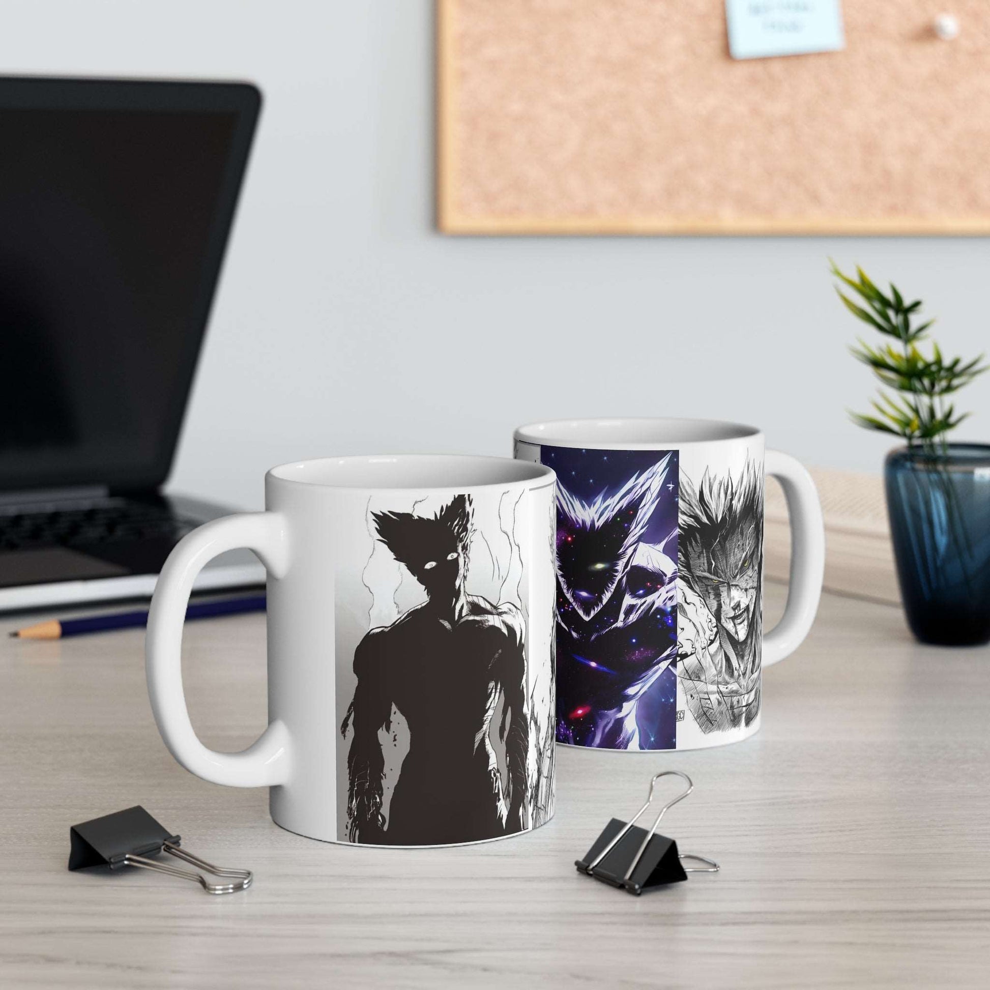 Ceramic mug with garou hero hunter from one Punch man 